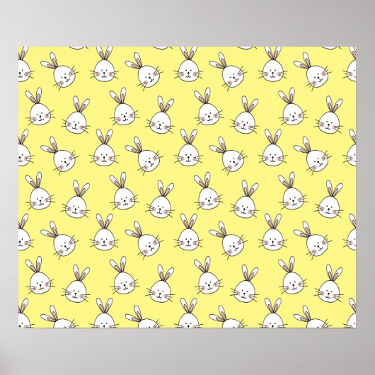 Niedlich Happy White Oaster Bunny Pattern Poster (Vorne)