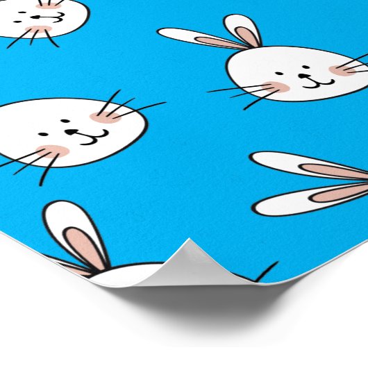 Niedlich Happy White Oaster Bunny Pattern Poster (Ecke)