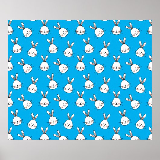 Niedlich Happy White Oaster Bunny Pattern Poster (Vorne)