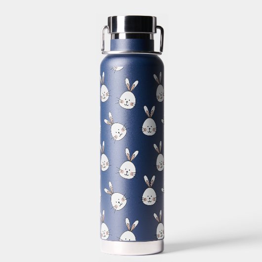 Niedlich Happy White Oaster Bunny Pattern Trinkflasche (Rückseite)