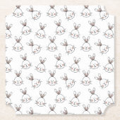 Niedlich Happy White Oaster Bunny Pattern Untersetzer (Vorderseite)
