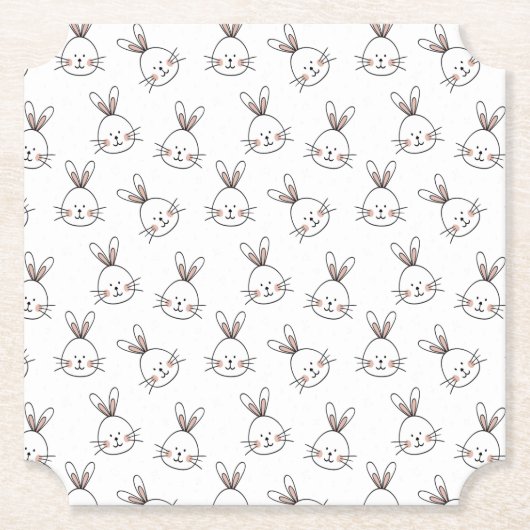 Niedlich Happy White Oaster Bunny Pattern Untersetzer (Vorderseite)