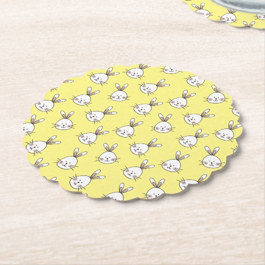 Niedlich Happy White Oaster Bunny Pattern Untersetzer (angewinkelt)