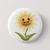 Niedlich Happy Yellow Blume Button (Vorderseite)
