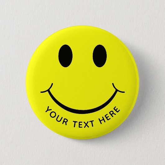 Niedlich Happy Yellow Face Add Text Button (Vorderseite)