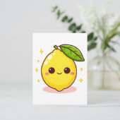 Niedlich Happy Yellow Lemon Postkarte (Stehend Vorderseite)