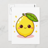 Niedlich Happy Yellow Lemon Postkarte (Vorne/Hinten)