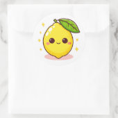 Niedlich Happy Yellow Lemon Runder Aufkleber (Tasche)