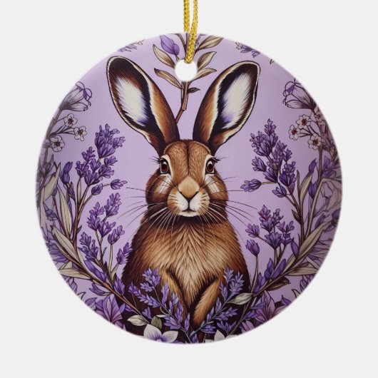 Niedlich Hare with Lavender William Morris Inspiri Keramik Ornament (Vorne)