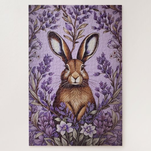 Niedlich Hare with Lavender William Morris Inspiri Puzzle (Vertikal)