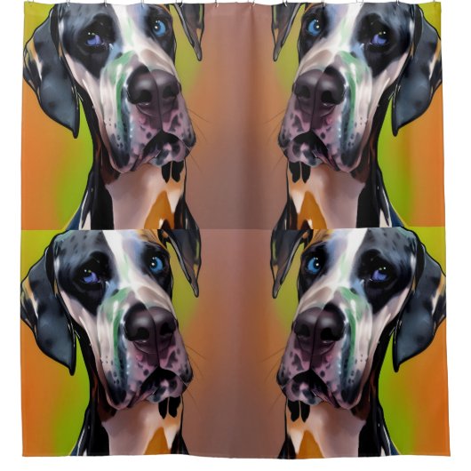 Niedlich Harlequin Great Dane Duschvorhang (Vorderseite)