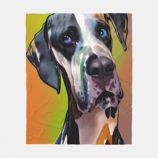 Niedlich Harlequin Great Dane Fleecedecke (Vorderseite)