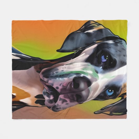 Niedlich Harlequin Great Dane Fleecedecke (Vorderseite (Horizontal))