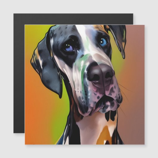 Niedlich Harlequin Great Dane Magnet (Vorne/Hinten)