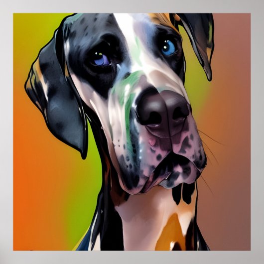 Niedlich Harlequin Great Dane Poster (Vorne)