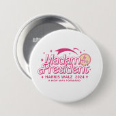 Niedlich Harris Walz Trendy Election Niedlich Pink Button (Vorne & Hinten)