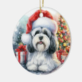 Niedlich Havanese Dog Aquarell Weihnachten Keramik Ornament (Links)