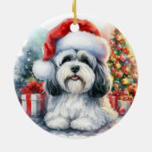 Niedlich Havanese Dog Aquarell Weihnachten Keramik Ornament (Hinten)