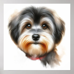 Niedlich Havanese Dog Portrait in Watercolor Poster