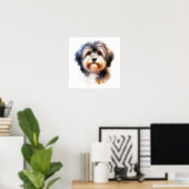 Niedlich Havanese Dog Portrait in Watercolor Poster (Heimbüro)