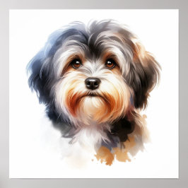 Niedlich Havanese Dog Portrait in Watercolor Poster