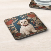 Niedlich Havanese Dog William Morris Floral Getränkeuntersetzer (Linke Seite)