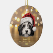 Niedlich Havanese Hund Weihnachtsmannmütze 1. Weih Keramik Ornament (Rechts)