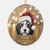 Niedlich Havanese Hund Weihnachtsmannmütze 1. Weih Keramik Ornament (Links)