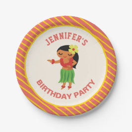 Niedlich Hawaiian Hula Girl Luau Geburtstagsparty Pappteller