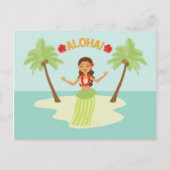 Niedlich Hawaiian Hula Girl Luau Palm Tree Island Postkarte (Vorderseite)