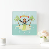 Niedlich Hawaiian Hula Girl Luau Uhr mit Zahlen (Zuhause)