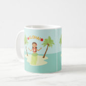 Niedlich Hawaiian Luau Aloha Hula Girl Tasse (Vorderseite Links)