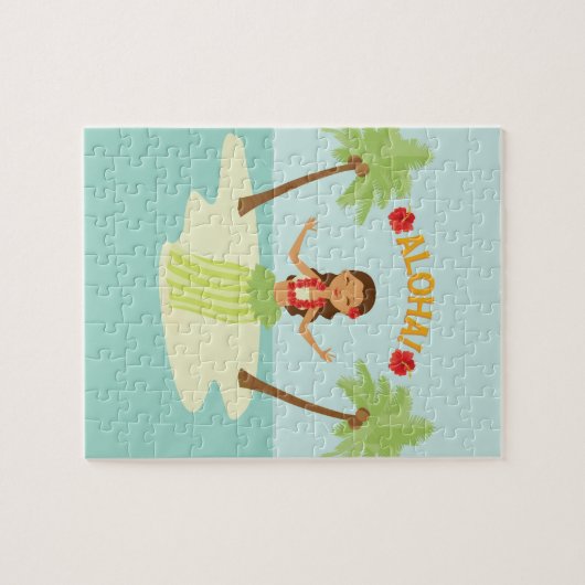 Niedlich Hawaiian Luau Hula Girl Puzzle (Horizontal)