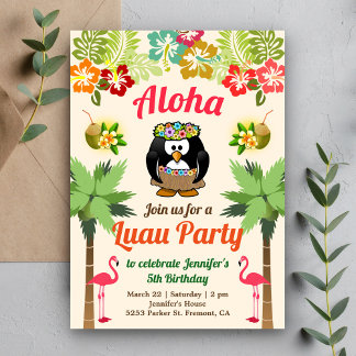 Niedlich Hawaiianpinguin | Luau Birthday Party Ein Einladung