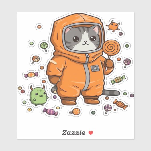 Niedlich Hazmat Cat Halloween Candy Monster Fun Ov Aufkleber (Blatt)