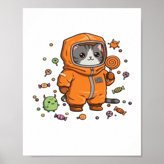 Niedlich Hazmat Cat Halloween Candy Monster Fun Ov Poster (Vorne)
