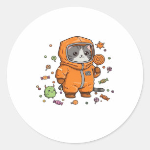 Niedlich Hazmat Cat Halloween Candy Monster Fun Ov Runder Aufkleber