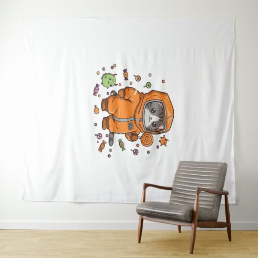 Niedlich Hazmat Cat Halloween Candy Monster Fun Ov Wandteppich (Beispiel (Horizontal))