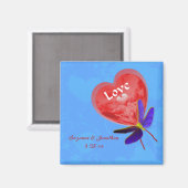 Niedlich Heart Balloon Personalisiert Wedding Magnet (Vorderseite/Rückseite)