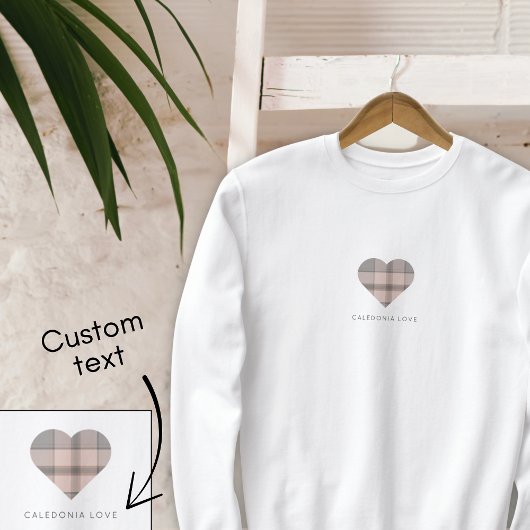 Niedlich Heart Beige Scottish Tartan Sweatshirt