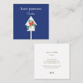 Niedlich Heart Birdhouse Quadratische Visitenkarte (Vorne/Hinten)