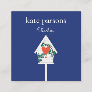 Niedlich Heart Birdhouse Quadratische Visitenkarte