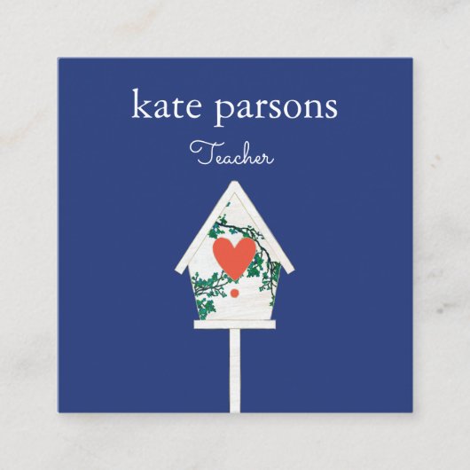 Niedlich Heart Birdhouse Quadratische Visitenkarte (Vorderseite)