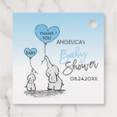 Niedlich Heart BOY Blue Elephant Mommy & Baby Dusc Geschenkanhänger (Rückseite)