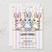 Niedlich Heart Bunny Hoppers Babydusche Einladung (Vorderseite)