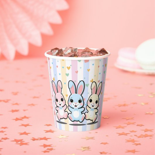 Niedlich Heart Bunny Hoppers Babydusche Pappbecher (Insitu)