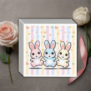 Niedlich Heart Bunny Hoppers Babydusche Serviette