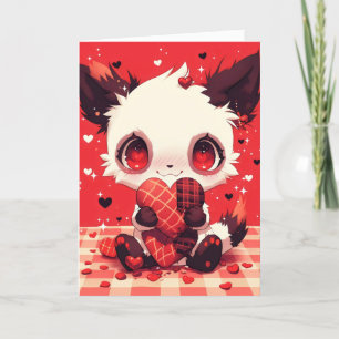 Niedlich Heart Creepy Anime Animal Feiertagskarte