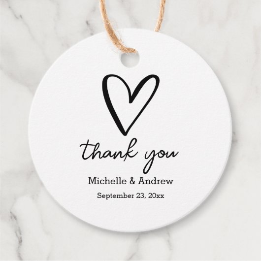 Niedlich Heart Dankeschön Script | Minimale Hochze Geschenkanhänger (Vorderseite)