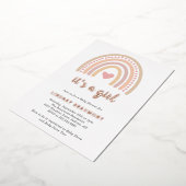 Niedlich Heart Girl Boho Rainbow Baby Dusche Rose Folieneinladung (Gedreht)